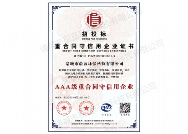 重合同守信用企業(yè)證書